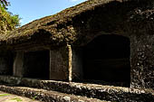 Gunung Kawi (Bali) - Alleged main monastery with rock-hewn monastic cells and a monolith in the middle of yet unknown significance.