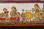 Detail of a panel from the Bale Kambang, Floating Pavilion, in the Kerta Gosa complex, Klungkung Semarapura, Bali. This panel depicts a scene from the Pan and Men Brayut story.  