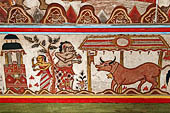 Detail of a panel from the Bale Kambang, Floating Pavilion, in the Kerta Gosa complex, Klungkung Semarapura, Bali. This panel depicts a scene from the Pan and Men Brayut story.  