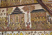 Klungkung - Bali. The Kerta Gosa palace, paintings of the upper levels. Here are represented the king and high rank person, symbols of human beings in general.