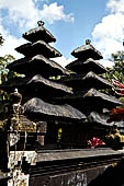Pura Luhur Batukau - Bali - The inner courtyard. The black thatched roofs of Meru.