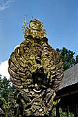 Pura Luhur Batukau - Bali - The fist courtyard. The lotus throne with the figure of Vishnu riding Garuda.