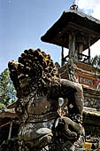 Pura Luhur Batukau - Bali - The Kulkul alarm tower with statues of directional protectors.