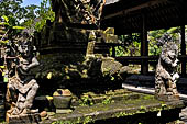 Pura Luhur Batukau - Bali - The fist courtyard. The lotus throne with the figure of Vishnu riding Garuda.