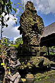 Pura Luhur Batukau - Bali - The fist courtyard. The lotus throne with the figure of Vishnu riding Garuda. 