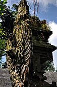 Pura Luhur Batukau - Bali - The fist courtyard. The lotus throne with the figure of Vishnu riding Garuda. 