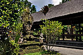 Pura Luhur Batukau - Bali - The fist courtyard. The lotus throne with the figure of Vishnu riding Garuda. 