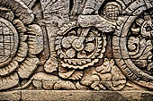Pura Meduwe Karang - Bali - The famous relief of the Cyclist, a westerner on a bicycle is depicted on the side of the main shrine. 