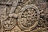 Pura Meduwe Karang - Bali - The famous relief of the Cyclist, a westerner on a bicycle is depicted on the side of the main shrine.  