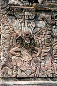 Pura Beji Sangsit , Bali, platforms and shrines of the inner courtyard, details of the sculptures.