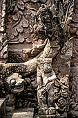Pura Beji Sangsit , Bali, covered gate (Kori Agung) of the inner courtyard, details of the sculptures.