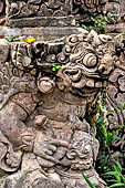 Pura Beji Sangsit , Bali, Candi Bentar at the entrance of the temple, details of the sculptures.