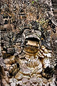 Pura Beji Sangsit , Bali, Candi Bentar at the entrance of the temple, details of the sculptures.