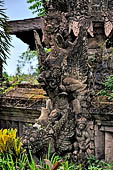 Pura Beji Sangsit , Bali, Candi Bentar at the entrance of the temple, details of the sculptures.