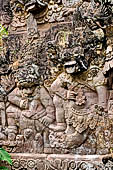 Pura Beji Sangsit , Bali, Candi Bentar at the entrance of the temple, details of the sculptures.