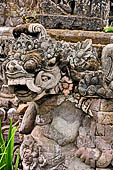 Pura Beji Sangsit , Bali, Candi Bentar at the entrance of the temple, details of the sculptures.