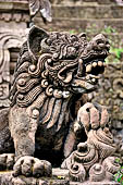 Pura Beji Sangsit , Bali, platforms and shrines of the inner courtyard, details of the sculptures.