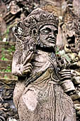 Pura Beji Sangsit , Bali, platforms and shrines of the inner courtyard, details of the sculptures.