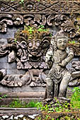Pura Beji Sangsit , Bali, platforms and shrines of the inner courtyard, details of the sculptures.