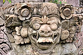 Pura Beji Sangsit , Bali, platforms and shrines of the inner courtyard, details of the sculptures.