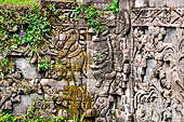 Pura Beji Sangsit , Bali, platforms and shrines of the inner courtyard, details of the sculptures.
