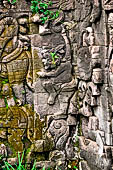 Pura Beji Sangsit , Bali, platforms and shrines of the inner courtyard, details of the sculptures.