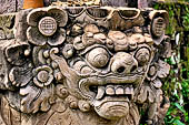 Pura Beji Sangsit , Bali, platforms and shrines of the inner courtyard, details of the sculptures.