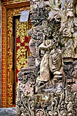 Pura Beji Sangsit , Bali, covered gate (Kori Agung) of the inner courtyard, details of the sculptures.