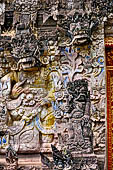 Pura Beji Sangsit , Bali, covered gate (Kori Agung) of the inner courtyard, details of the sculptures.