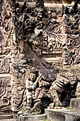 Pura Beji Sangsit , Bali, covered gate (Kori Agung) of the inner courtyard, details of the sculptures.