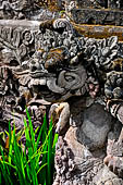 Pura Beji Sangsit , Bali, Candi Bentar at the entrance of the temple, details of the sculptures.