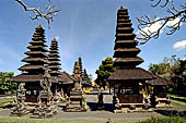 Pura Taman Ayun - Bali. The inner courtyard contains various multi tiered meru's and pavilions.