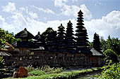 Pura Taman Ayun - Bali. The inner courtyard contains various multi tiered meru's and pavilions.
