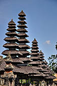 Pura Taman Ayun - Bali. The inner courtyard contains various multi tiered meru's and pavilions.