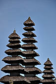 Pura Taman Ayun - Bali. The inner courtyard contains various multi tiered meru's and pavilions.