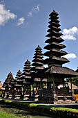 Pura Taman Ayun - Bali. The inner courtyard contains various multi tiered meru's and pavilions.