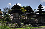 Pura Taman Ayun - Bali. The inner courtyard contains various multi tiered meru's and pavilions.
