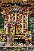 Pura Tirta Empul - Bali. The fourth courtyard, with numerous shrines and several pavilions. Carved details.