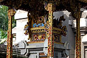 Pura Tirta Empul - Bali. The fourth courtyard, with numerous shrines and several pavilions. Carved details.