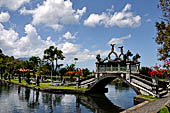 Tirtagangga, Bali - The stone bridges connecting the demon island in the middle of the south pond. 