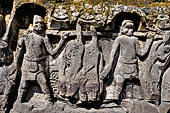 Yeh Pulu bas reliefs, the third group of images, the hunting of the boar.