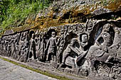 Yeh Pulu bas reliefs, the third group of images, the hunting of the boar.