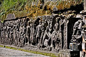 Yeh Pulu bas reliefs, the third group of images, the hunting of the boar.