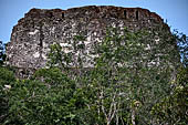 Tikal - The massive Temple IV viewed from below.