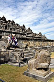 Borobudur - Stairway with 'makaras' at the base of the monument. 