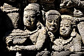 Borobudur, reliefs of the First Gallery balustrade.
