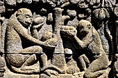 Borobudur, reliefs of the First Gallery balustrade.