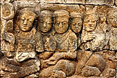 Borobudur reliefs - First Gallery, Western side - Panel 59. 