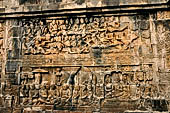 Borobudur reliefs - First Gallery, Western side - Panel 65. 
