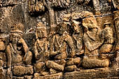 Borobudur reliefs - First Gallery, Western side - Lalitavistara. Panel 71. Sakiamuni and the Brahman Arada Kalapa. 